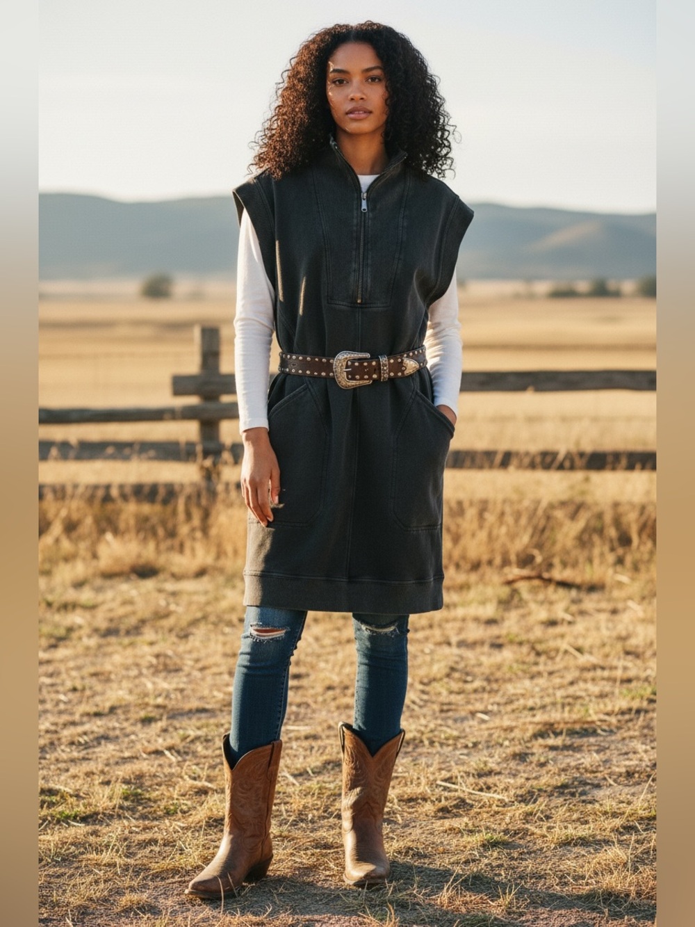 entro Black Sleeveless Zip Sweatshirt Dress